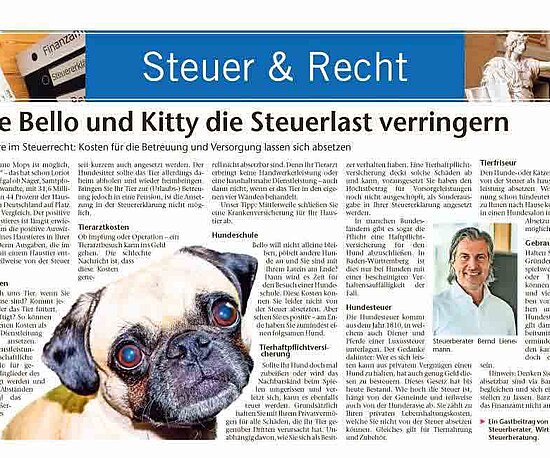 Zeitungsartikel Haustiere Steuer