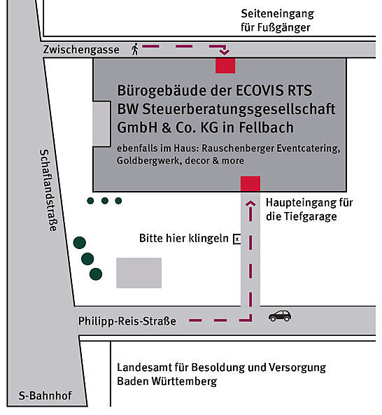 Fellbach Steuerberater Wegbeschreibung Webgeschreibung zum Büro der Fellbacher Steuerberater