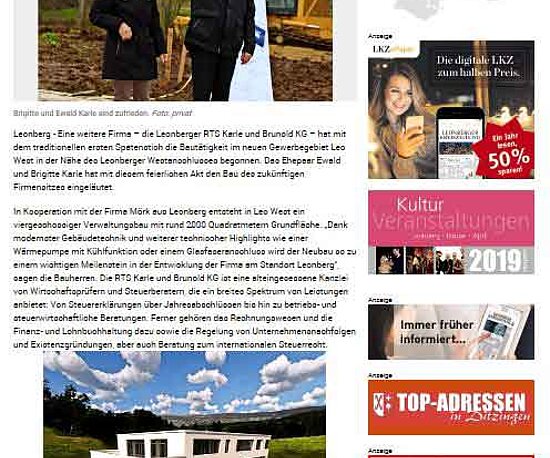 Presseartikel RTS Karle und Brunold Leonberg